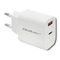 Qoltec Ładowarka sieciowa | 18W | 5-12V | 1.5-3A | USB typ C PD |  USB QC 3.0 | Biała
