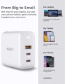 AUKEY PA-B6S White Omnia Mix GaN ultraszybka ładowarka sieciowa 3xUSB (2xUSB C+1xUSB A) 90W