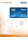 IIYAMA Monitor 75cali TE7504MIS-B2AG PureTouch-IR,IPS,24/7,4K,USB-C,7H,S.PC