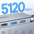 AUKEY Hub USB-C CB-C89 aluminiowy  | 10w1 | RJ45 Ethernet 10/100/1000Mbps | 4xUSB | HDMI 4k@30Hz | SD i microSD | USB-C Power Delivery 100W