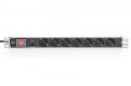 Digitus Listwa zasilająca PDU 19" Rack, 7x gniazdo schuko, 2.0m, 1x wtyk unischuko, 16A, wł./wył., zabezpieczenie przeciążeniowe, profil aluminiowy