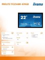 IIYAMA Monitor wielkoformatowy  21.5 cala TF2234MC-B7AGB IPS,10PKT.VGA,HDMI,DP,FHD,IP65,6H
