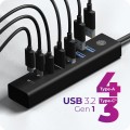 IcyBox Hub IB-HUB1737-C3 7-Port USB 3.2 Gen 1 Hub, 3x USB Type-C.,  4x USB Type-A