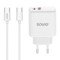 Savio Ładowarka sieciowa LA-10 30W Quick Charge Power Delivery 3.0 Biała + Kabel