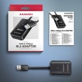 AXAGON ADM2-AM Adapter USB3.2 Gen 2 M.2 NVMe/SATA SSD 10Gbps 10cm USB-A cable
