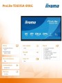 IIYAMA Monitor 65 cali TE6515A-B1AG IPS,4K,40pkt,550cd,DeepContrast-IR+,    HDMI x2,DP,USB-C, 2 x 20W, OPS Slot x1, 5xUSB, 2xRJ45,8-Array,EDLA, WiFi,P