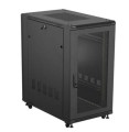 Lanberg Szafa instalacyjna rack stojąca 19" 22U 600x1000 czarna drzwi    perforowane ( flat pack)