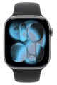 Apple Watch Series 11 GPS koperta 46 mm z aluminium w kolorze gwiezdnej szarości, pasek sportowy w kolorze czarnym - rozmiar M/L