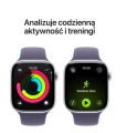 Apple Watch Series 11 GPS koperta 46 mm z aluminium w kolorze srebrnym, pasek sportowy w kolorze mlecznego fioletu - rozmiar S/M