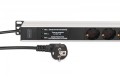 Digitus Listwa zasilająca PDU Rack (620mm) z zabezpieczeniem przeciwprzepięciowym + filtr EMI/RFI, 9 gniazd Schuko CEE 7/3 (45°), kabel 2m wtyk Unisch
