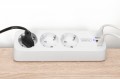Digitus Listwa zasilająca biurkowa, 3 gniazda Schuko, 2x USB-A (2x 12W), 1x USB-C (30W) z zaciskiem na blat, kabel 1,5m, biała