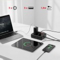 Maclean Listwa zasilająca MCE387 B 2 gniazda 3xUSB, 110-240V AC 50/60Hz 2,1A max 2500W, 1,5m czarna