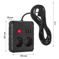 Maclean Listwa zasilająca MCE388 B 2 gniazda, 3xUSB, 110-240V AC 50/60Hz, 2.1A max 2500W, 3m czarna