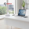 Maclean Listwa zasilająca, MCE388 W 2 gniazda, 3xUSB, 110-240V AC 50/60Hz, 2.1A max 2500W, 3m biała