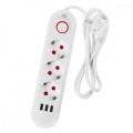 Maclean Listwa zasilająca MCE394 W 3 gniazda 3xUSB, 110-240V AC 50/60, 2.1A max 2500W, biała