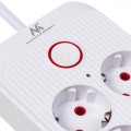 Maclean Listwa zasilająca MCE389 W 6 gniazd 4xUSB-A 1xUSB-C 110-240V, AC 50/60Hz, 2.1A max 2500W biała