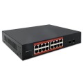 Qoltec Przełącznik sieciowy SWITCH Gigabit Ethernet PoE | 16x RJ45 | 2x SFP | 1000 Mb/s