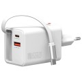 4smarts Ładowarka sieciowa Flex Jojo 65W GaN 2xUSB-C + USB-A Biała       rozwijany wbudowany kabel