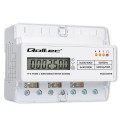 Qoltec Trójfazowy elektroniczny licznik | miernik zużycia energii na szynę DIN | 400V | 100A | LCD | LED | 7P