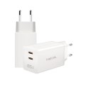 LogiLink Ładowarka sieciowa 2x USB-C, 65W, biała