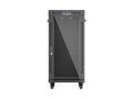 Lanberg Szafa instalacyjna rack stojąca 19" 24U 600x600  czarna drzwi przeszklone LCD ( Flat pack)V2