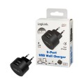 LogiLink Ładowarka sieciowa  2x USB-A, 10.5W, czarna