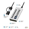 LogiLink Hub 7xUSB-A/C z przełącznikiem on/off