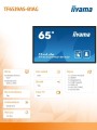 IIYAMA Monitor 65 cali TF6539AS-B1AG,IPS,4K,HDMIx2,DP,RJ45,3xUSB,2x10W,      ANDROID,24/7,IP65