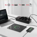 Maclean Listwa zasilająca MCE391 B 6 gniazd 4xUSB-A 1xUSB-C, 110-240V AC 50/60Hz, 2.1A max 2500W, czarna