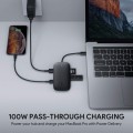 AUKEY CB-C71 aluminiowy HUB USB-C | 8w1 | RJ45 Ethernet 10/100/1000Mbps | 3xUSB 3.1 | HDMI 4k@30Hz | SD i microSD | USB-C Power Delivery 100W