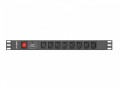 LANBERG Listwa zasilająca Rack PDU 19 cali 1U 16A 8X IEC C13 2M Czarna