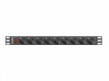 LANBERG Listwa zasilająca Rack PDU 19 cali 1U 16A 9xSchuko 3m Czarna