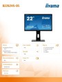 IIYAMA Monitor 21.5 cala B2282HS-B5 HDMI,DVI,VGA,1ms,PIVOT,ACR80M:1,2x1W