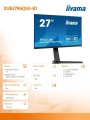 IIYAMA Monitor 27 cali XUB2796QSU-B1,IPS,QHD,IPS,1ms,HDMI,DP,FreeSync,USB