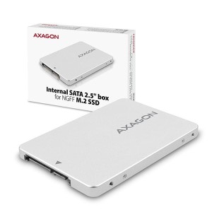 AXAGON RSS-M2SD Wewnętrzna obudowa 2.5" z interfejsem SATA do dysków SSD M.2 SATA, srebrny