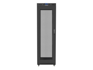 Lanberg Szafa instalacyjna rack stojąca 19 42U 600x800 czarna, drzwi perforowane lcd (flat pack)
