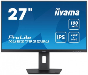 IIYAMA Monitor 27 cali ProLite XUB2793QSU-B6 IPS,QHD,HAS(150mm),100Hz,HDMI,DP,2x2W   2xUSB(3.2),FreeSync
