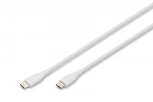 Digitus Kabel połączeniowy silikonowy USB-C - USB-C, USB 2.0 60W, 1m Biały