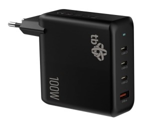 TB Ładowarka sieciowa 3x USB C + USB A Power Delivery czarna, GaN 100W