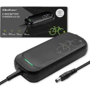 Qoltec Ładowarka do roweru skutera elektrycznego 36V | 42V | 2A | 5.5*2.5 + wodoodporna + kabel zasilający
