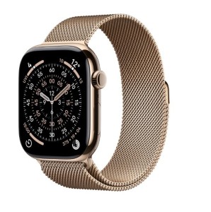 Apple Watch Series 11 GPS + Cellular, koperta 42 mm z tytanu w kolorze złotym, bransoleta mediolańska w kolorze złotym