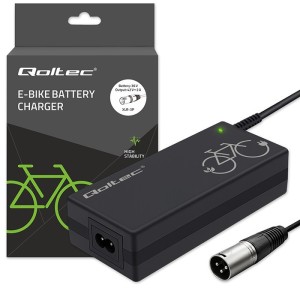 Qoltec Ładowarka do roweru elektrycznego 36V | 42V | 2A | 3P XLR-18mm  + kabel zasilający