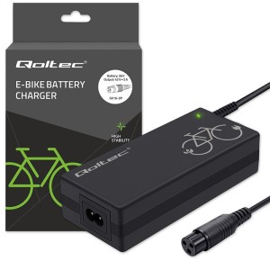 Qoltec Ładowarka do roweru elektrycznego 36V | 42V | 2A | 3P-GX16 + kabel zasilający