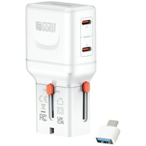 4smarts Ładowarka podróżna World Travel 65W USB-C + USB-A Biała