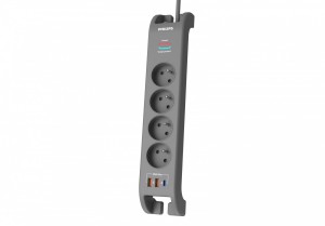 Philips Listwa antyprzepięciowa 2m, 4 gniazda, 1xUSB-C, 2xUSB-A,PD 20W / QC 18W, 2400 J ochrony przeciwprzepięciowej