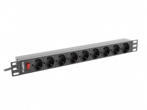 Lanberg Listwa zasilająca Rack PDU 19 cali 1U 16A 9xSchuko 3m Czarna