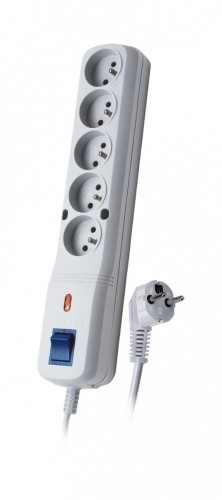 Lestar Listwa przeciwprzepięciowa LV-530W, 1L, 1.5m, szara