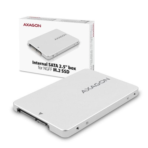 AXAGON Wewnętrzna obudowa 2.5" z interfejsem SATA do dysków SSD M.2 SATA, RSS-M2SD, srebrny