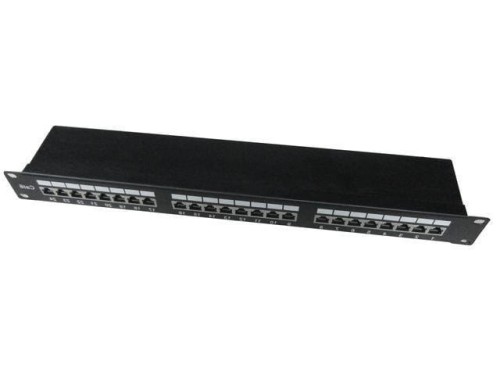 Gembird Patch Panel 24 Porty 1U 19'' Kat.6 ekran z funkcją organizacji   kabli czarny