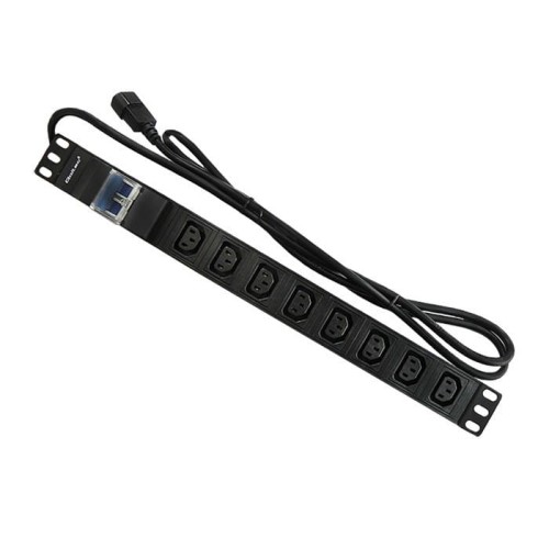 Qoltec Listwa zasilająca do Rack 19cali | circuit breaker | 1U | 10A | PDU | 8xIEC C13 | 2m